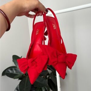 Red Bow Kitten Heels
